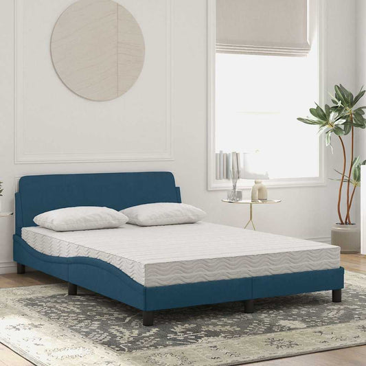 vidaXL Κρεβάτι με Στρώμα Dover Μπλε 120x200 εκ. Βελούδινο