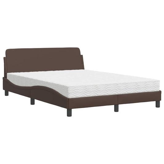 vidaXL Κρεβάτι με Στρώμα Dover Καφέ 120x200ε κ. από Συνθετικό Δέρμα