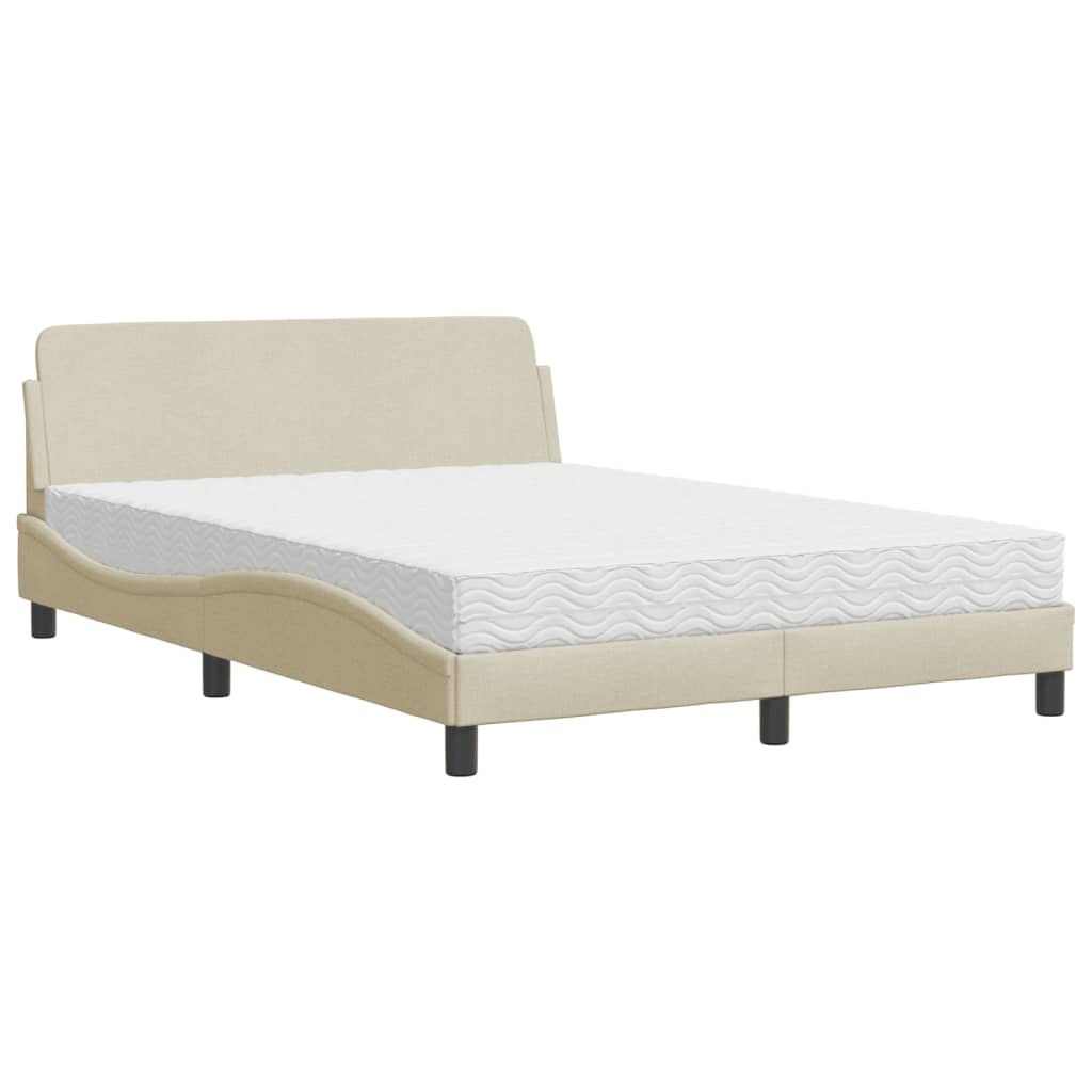 vidaXL Κρεβάτι με Στρώμα Dover Κρεμ 140x190 εκ. Υφασμάτινο