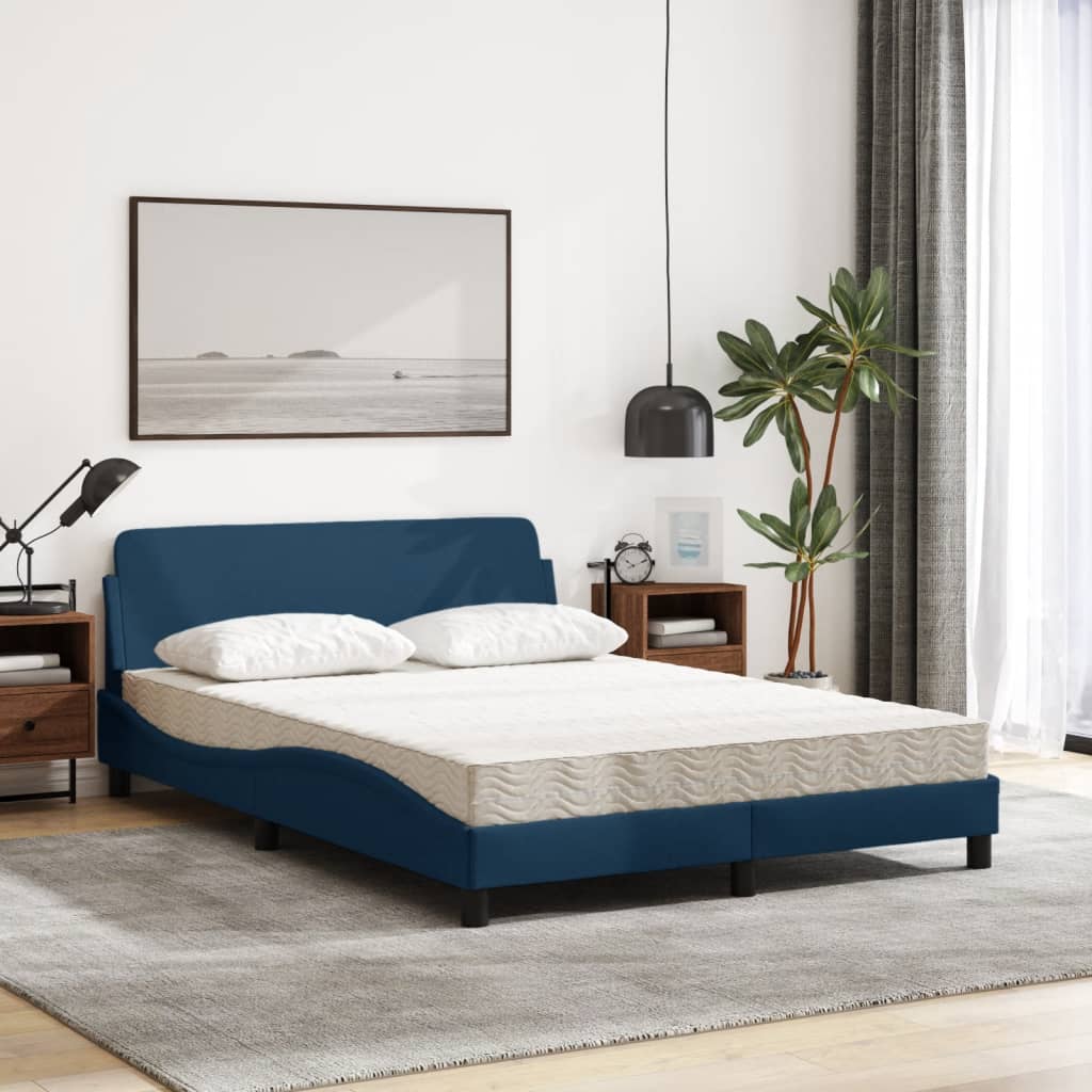 vidaXL Κρεβάτι με Στρώμα Dover Μπλε 140x190 εκ. Υφασμάτινο
