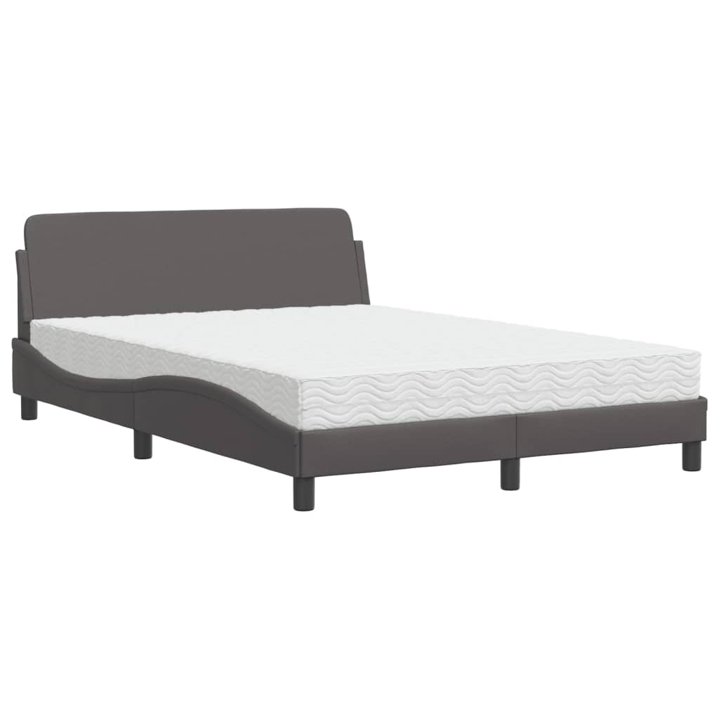 vidaXL Κρεβάτι με Στρώμα Dover Γκρι 140x190εκ. από Συνθετικό Δέρμα
