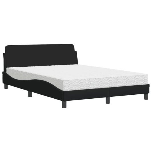 vidaXL Κρεβάτι με Στρώμα Dover Μαύρο 140x200 εκ. Υφασμάτινο