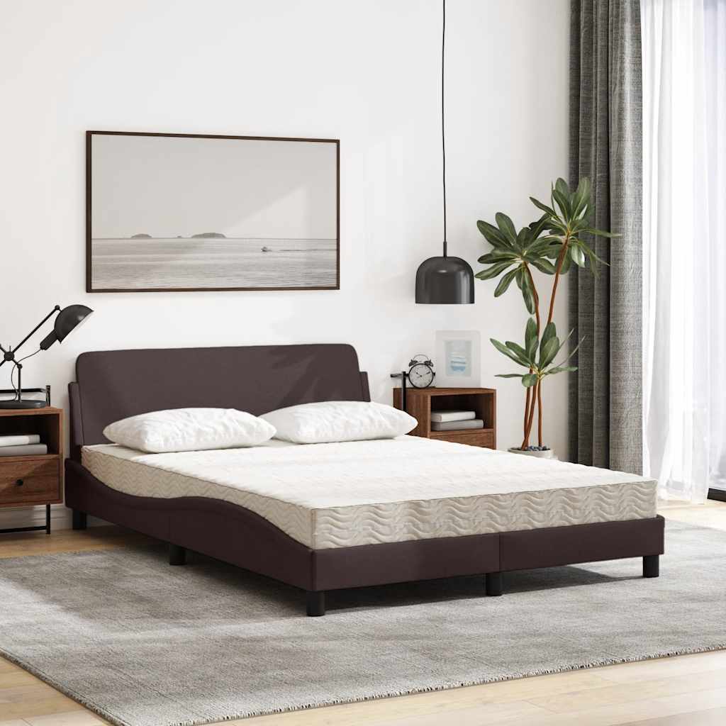 vidaXL Κρεβάτι με Στρώμα Dover Σκούρο Καφέ 140x200 εκ Υφασμάτινο
