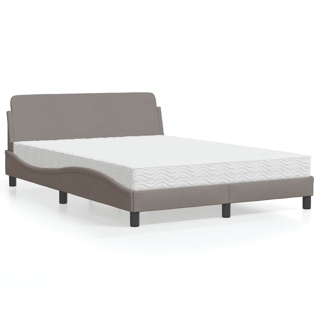 vidaXL Κρεβάτι με Στρώμα Dover Taupe 140x200 εκ. Υφασμάτινο