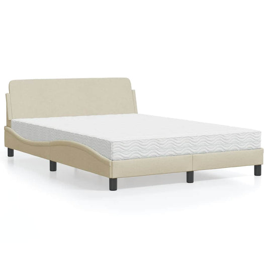 vidaXL Κρεβάτι με Στρώμα Dover Κρεμ 140x200 εκ. Υφασμάτινο