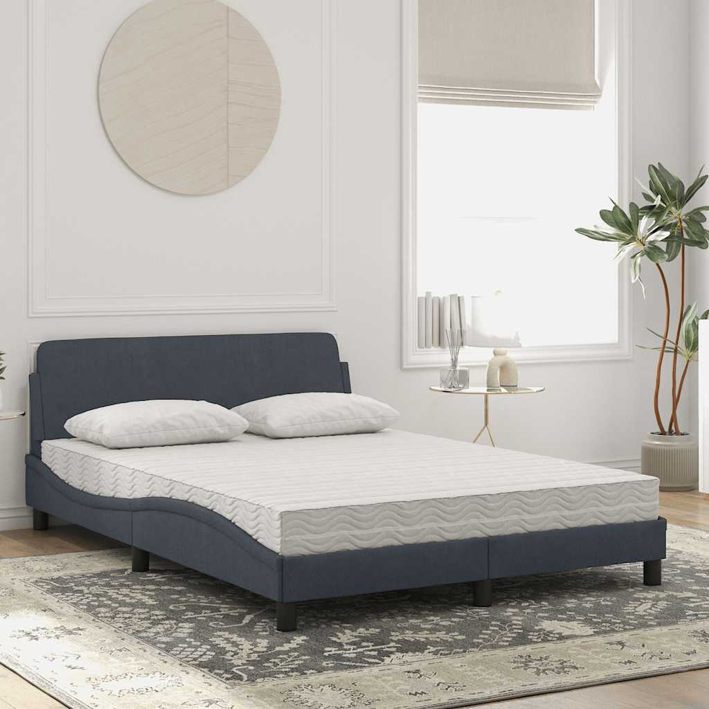 vidaXL Κρεβάτι με Στρώμα Dover Σκούρο Γκρι 140x200 εκ. Βελούδινο