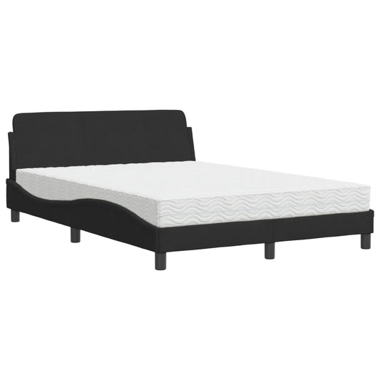 vidaXL Κρεβάτι με Στρώμα Dover Μαύρο 140x200 εκ. Βελούδινο