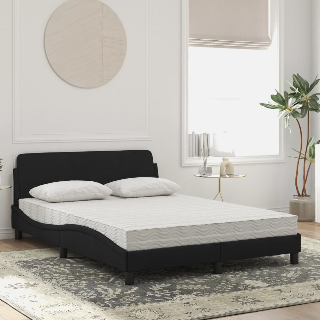 vidaXL Κρεβάτι με Στρώμα Dover Μαύρο 140x200 εκ. Βελούδινο