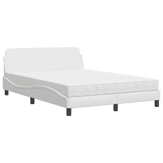 vidaXL Κρεβάτι με Στρώμα Dover Λευκό 140x200εκ.από Συνθετικό Δέρμα