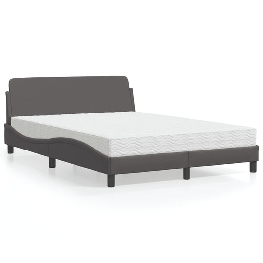 vidaXL Κρεβάτι με Στρώμα Dover Γκρι 140x200εκ. από Συνθετικό Δέρμα