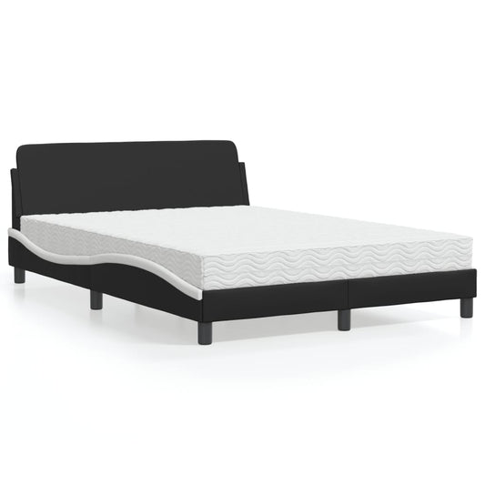 vidaXL Κρεβάτι με Στρώμα Dover Μαύρο/Λευκό 140x200 εκ. από Συνθετικό Δέρμα