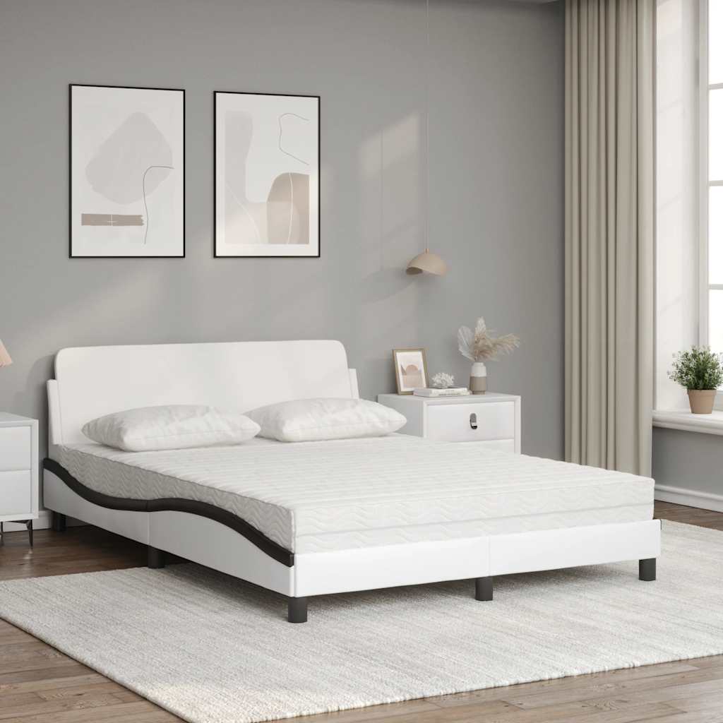 vidaXL Κρεβάτι με Στρώμα Dover Μαύρο/Λευκό 140x200 εκ. από Συνθετικό Δέρμα