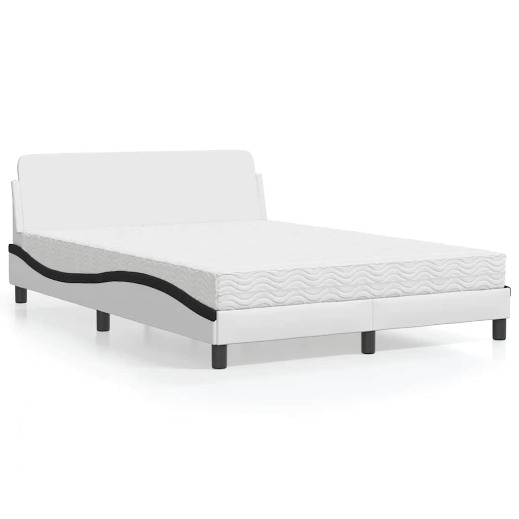 vidaXL Κρεβάτι με Στρώμα Dover Μαύρο/Λευκό 140x200 εκ. από Συνθετικό Δέρμα