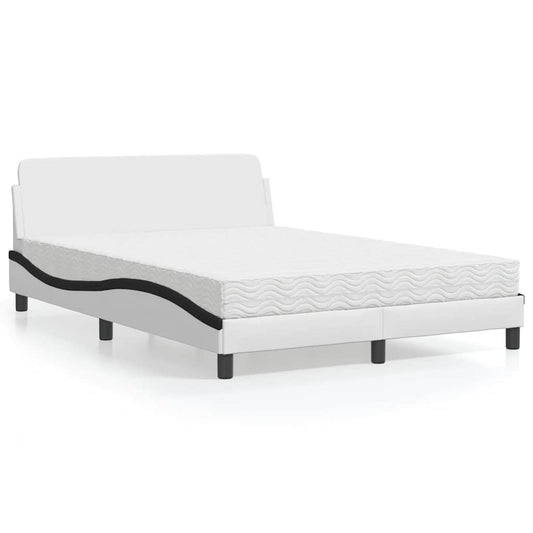 vidaXL Κρεβάτι με Στρώμα Dover Μαύρο/Λευκό 140x200 εκ. από Συνθετικό Δέρμα