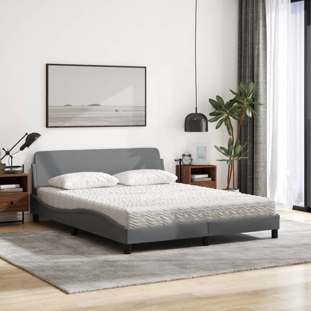 vidaXL Κρεβάτι με Στρώμα Dover Αν. Πράσινο 160x200εκ Υφασμάτινο