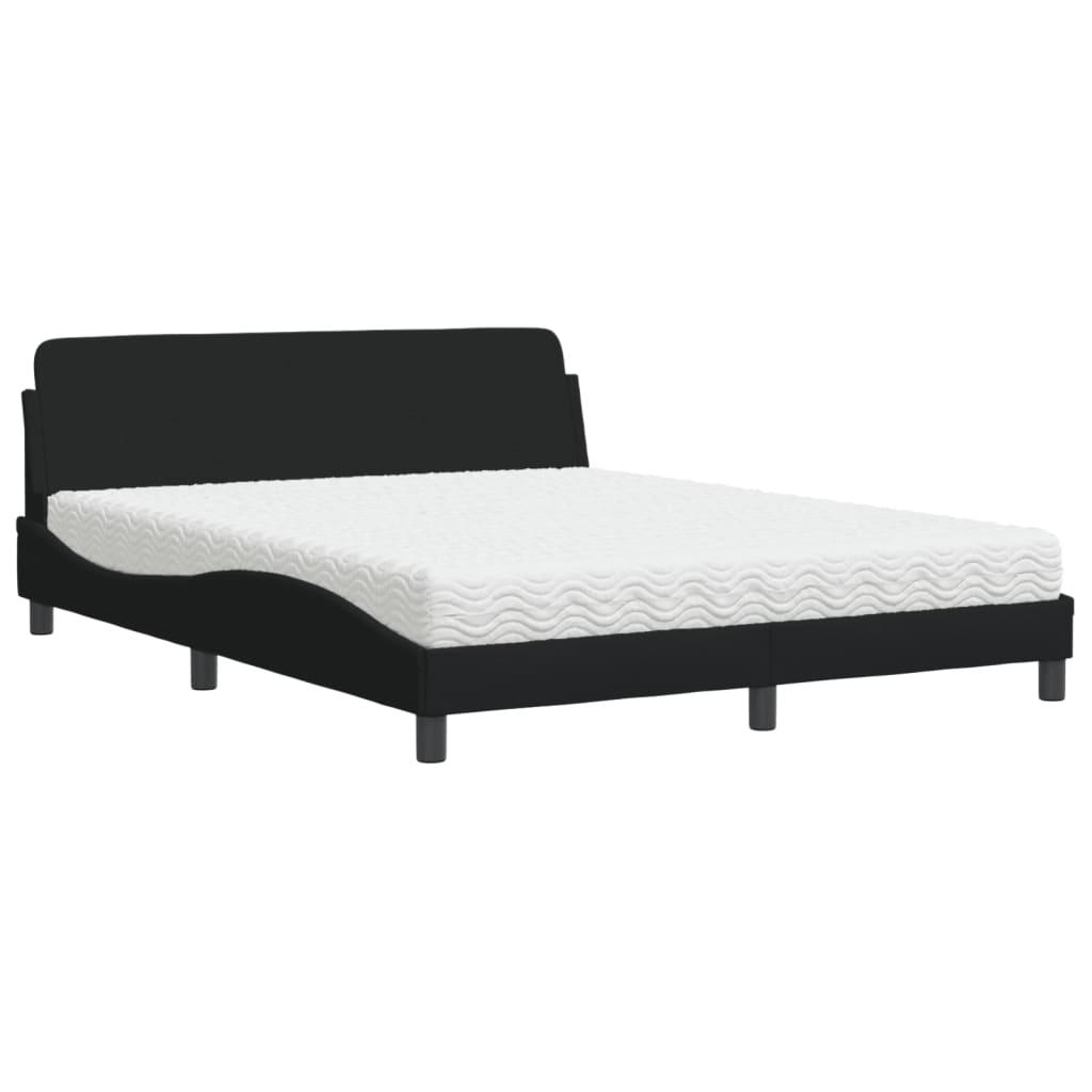 vidaXL Κρεβάτι με Στρώμα Dover Μαύρο 160x200 εκ. Υφασμάτινο