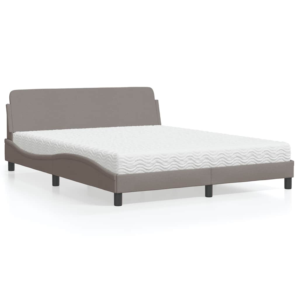 vidaXL Κρεβάτι με Στρώμα Dover Taupe 160x200 εκ. Υφασμάτινο