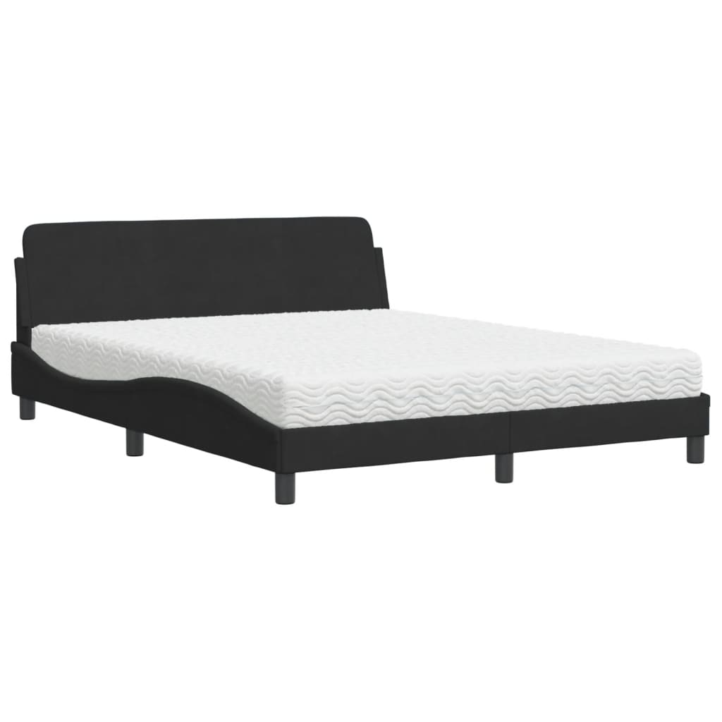 vidaXL Κρεβάτι με Στρώμα Dover Μαύρο 160x200 εκ. Βελούδινο
