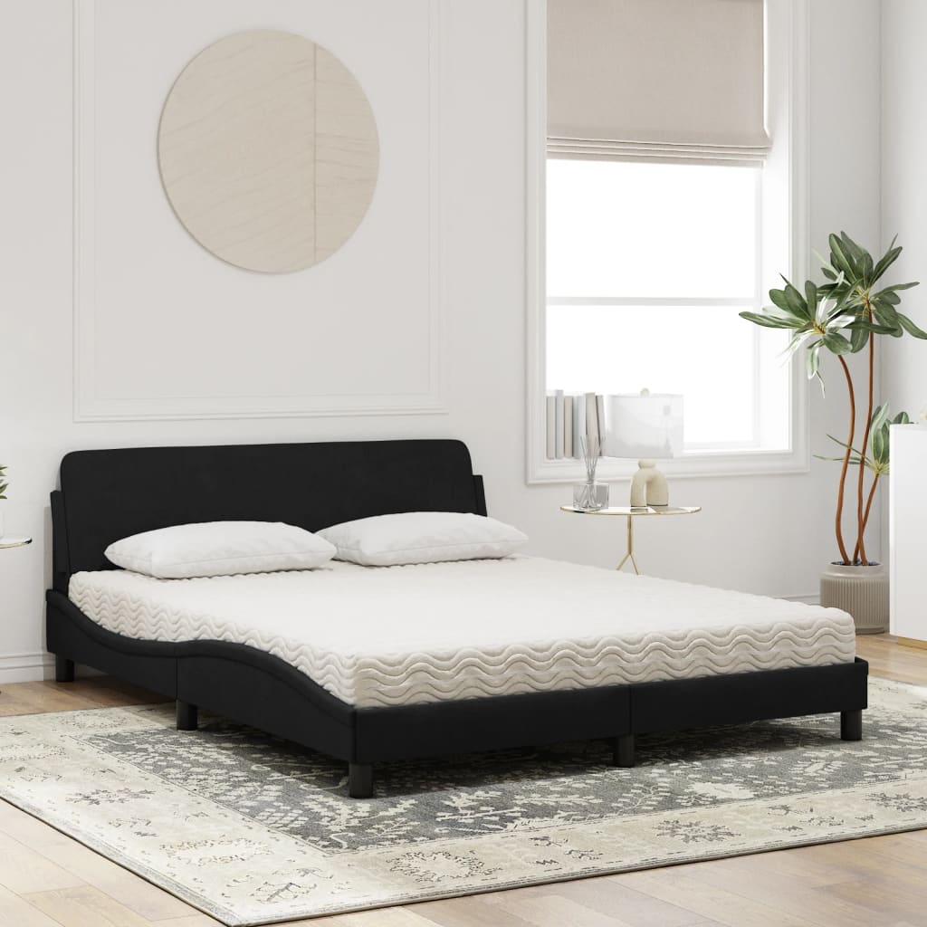 vidaXL Κρεβάτι με Στρώμα Dover Μαύρο 160x200 εκ. Βελούδινο