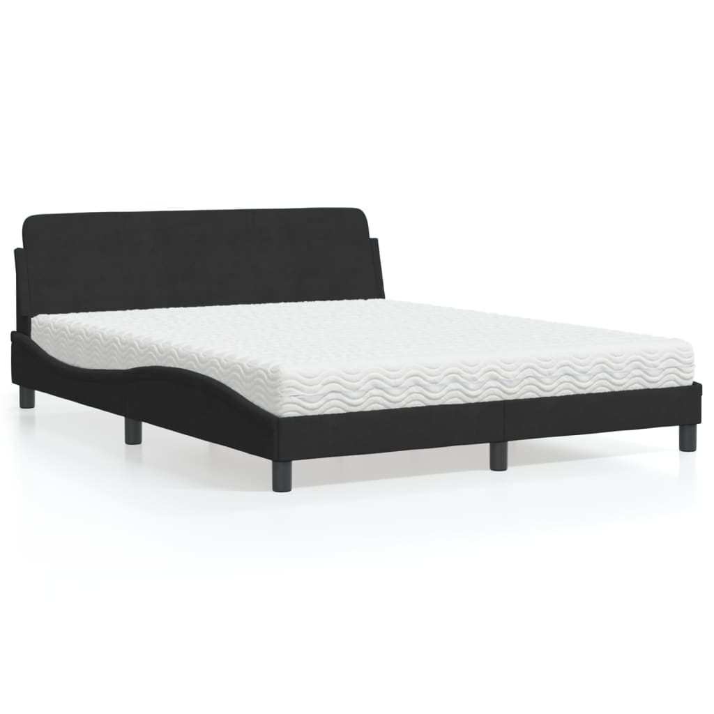 vidaXL Κρεβάτι με Στρώμα Dover Μαύρο 160x200 εκ. Βελούδινο