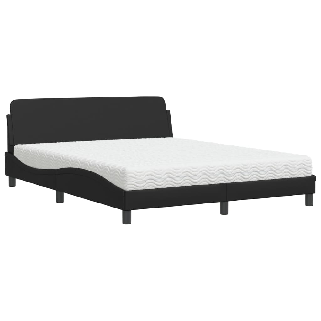 vidaXL Κρεβάτι με Στρώμα Dover Μαύρο 160x200εκ.από Συνθετικό Δέρμα