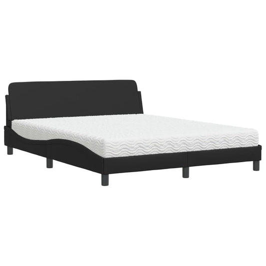 vidaXL Κρεβάτι με Στρώμα Dover Μαύρο 160x200εκ.από Συνθετικό Δέρμα