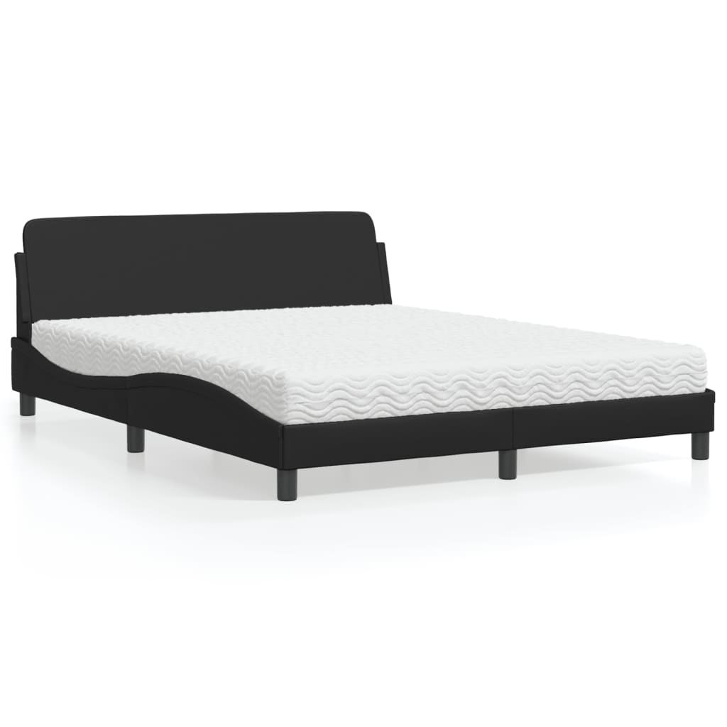 vidaXL Κρεβάτι με Στρώμα Dover Μαύρο 160x200εκ.από Συνθετικό Δέρμα