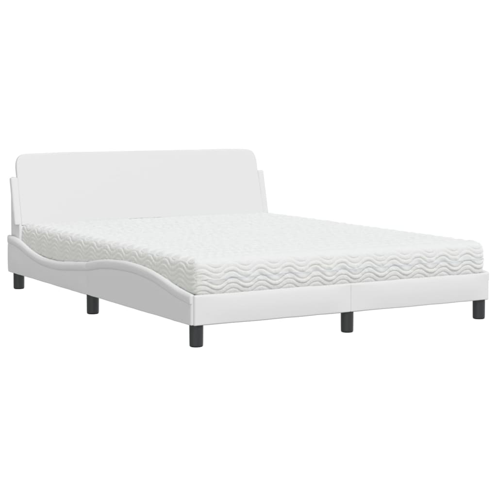 vidaXL Κρεβάτι με Στρώμα Dover Λευκό 160x200εκ.από Συνθετικό Δέρμα