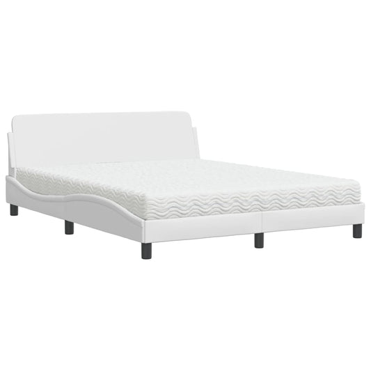 vidaXL Κρεβάτι με Στρώμα Dover Λευκό 160x200εκ.από Συνθετικό Δέρμα