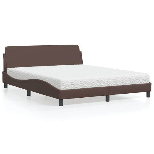 vidaXL Κρεβάτι με Στρώμα Dover Καφέ 160x200εκ. από Συνθετικό Δέρμα