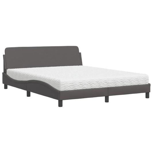 vidaXL Κρεβάτι με Στρώμα Dover Γκρι 160x200 εκ. από Συνθετικό Δέρμα
