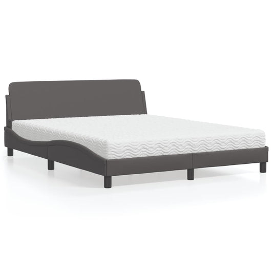 vidaXL Κρεβάτι με Στρώμα Dover Γκρι 160x200 εκ. από Συνθετικό Δέρμα