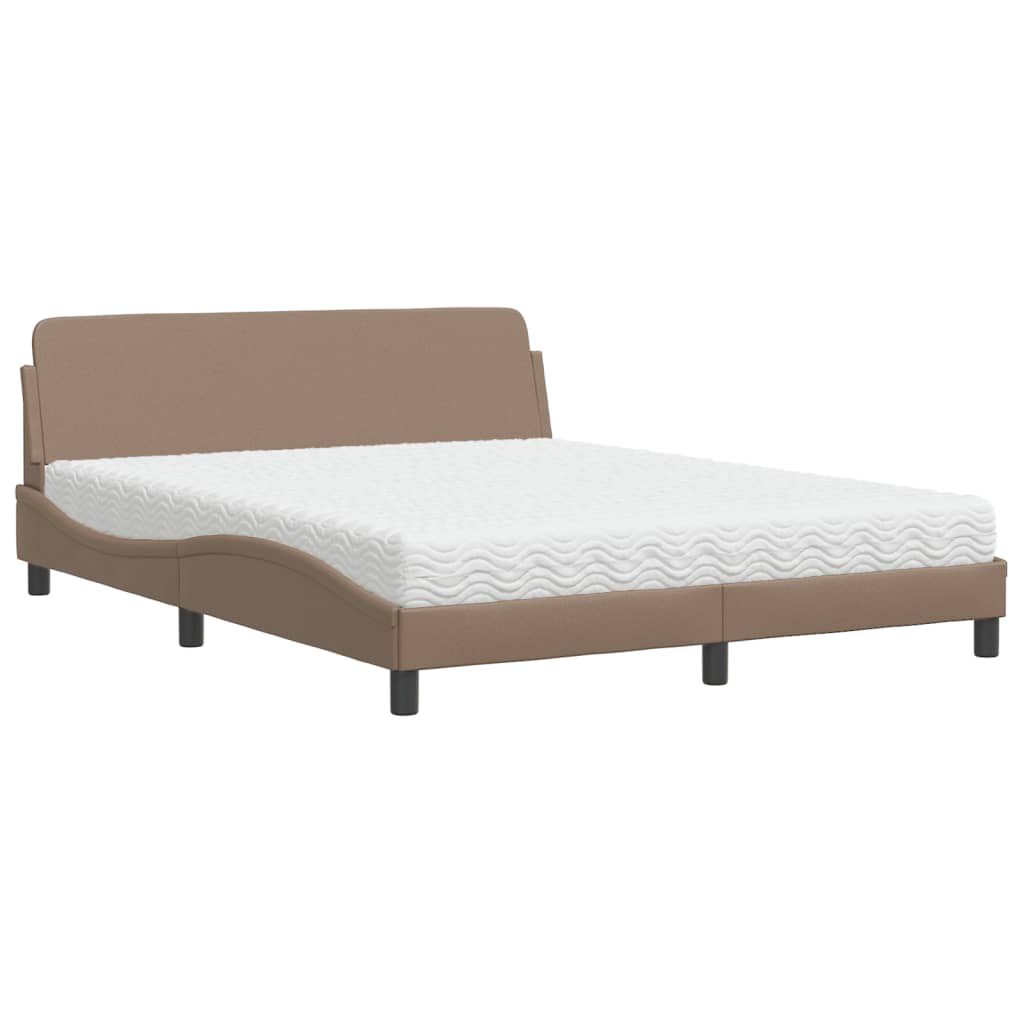 vidaXL Κρεβάτι με Στρώμα Dover Καπουτσίνο 160x200εκ.από Συνθ.Δέρμα