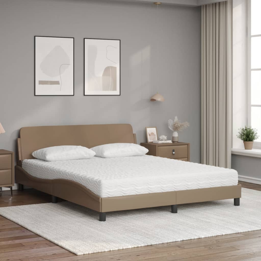 vidaXL Κρεβάτι με Στρώμα Dover Καπουτσίνο 160x200εκ.από Συνθ.Δέρμα