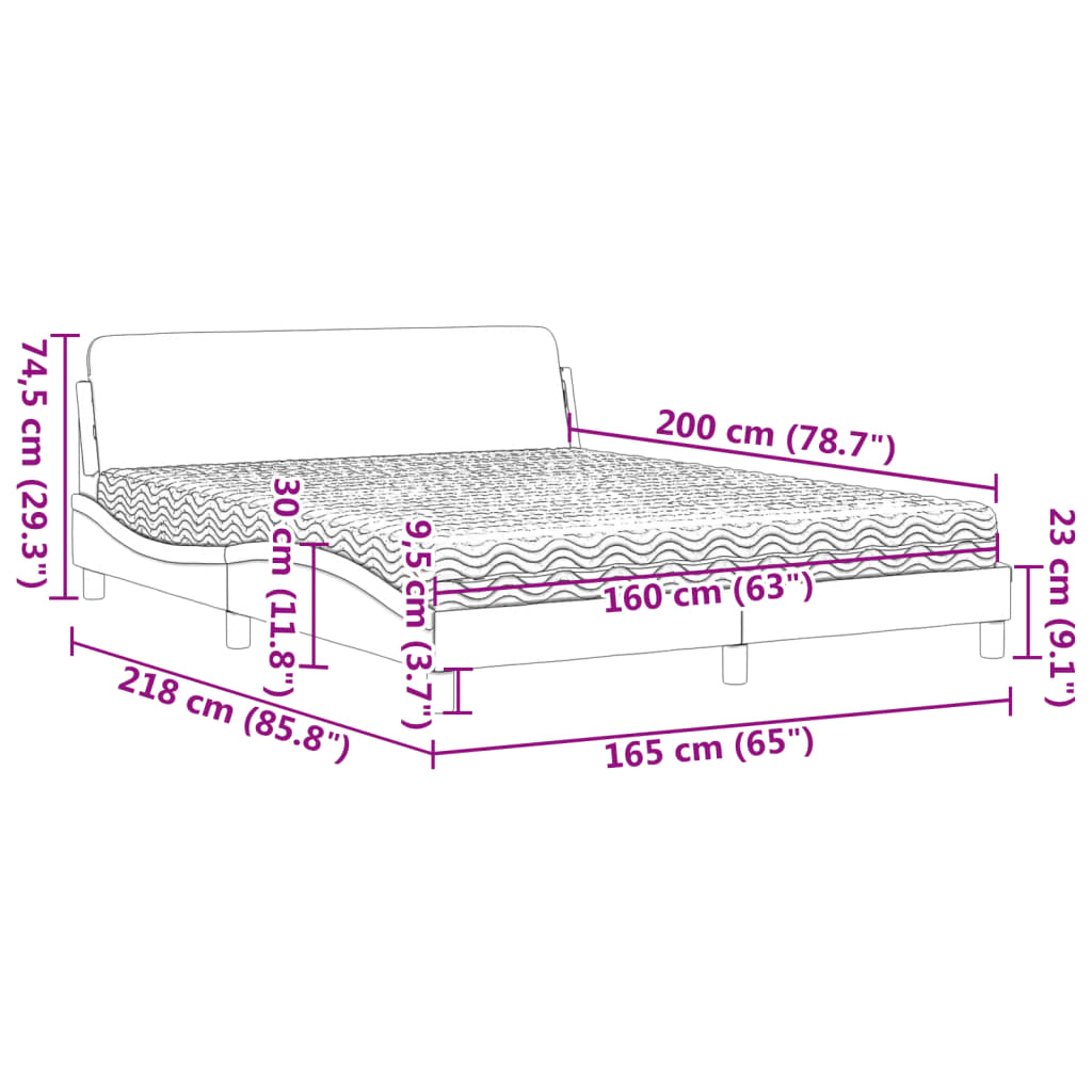 vidaXL Κρεβάτι με Στρώμα Dover Καπουτσίνο 160x200εκ.από Συνθ.Δέρμα