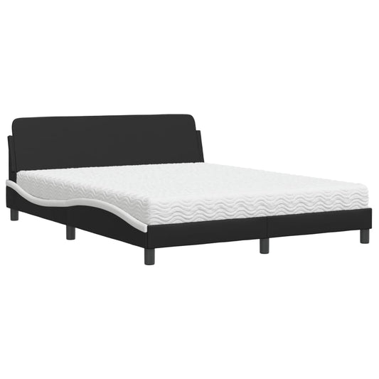 vidaXL Κρεβάτι με Στρώμα Dover Μαύρο/Λευκό 160x200 εκ. από Συνθετικό Δέρμα