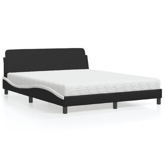 vidaXL Κρεβάτι με Στρώμα Dover Μαύρο/Λευκό 160x200 εκ. από Συνθετικό Δέρμα