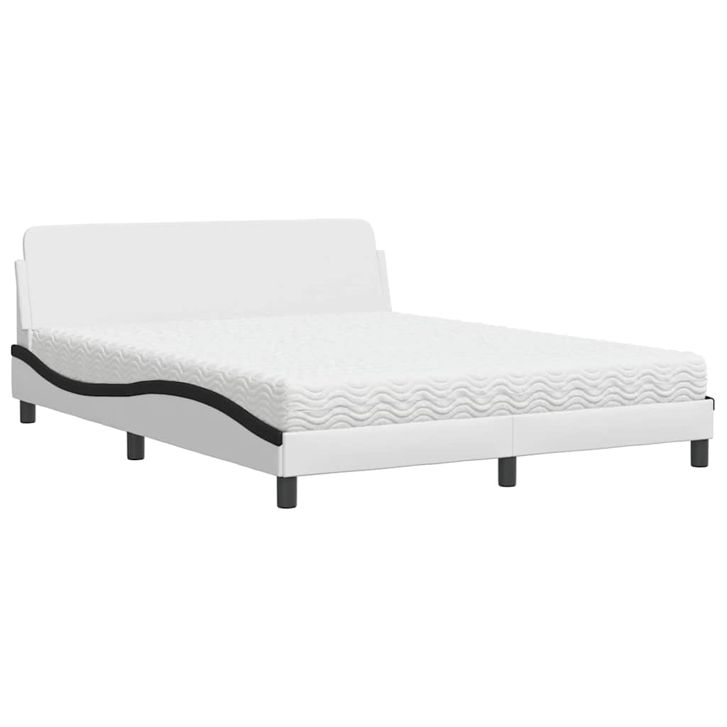 vidaXL Κρεβάτι με Στρώμα Dover Μαύρο/Λευκό 160x200 εκ. από Συνθετικό Δέρμα