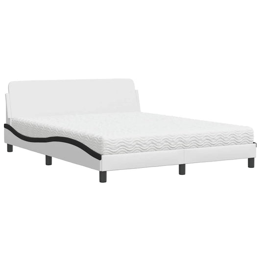 vidaXL Κρεβάτι με Στρώμα Dover Μαύρο/Λευκό 160x200 εκ. από Συνθετικό Δέρμα