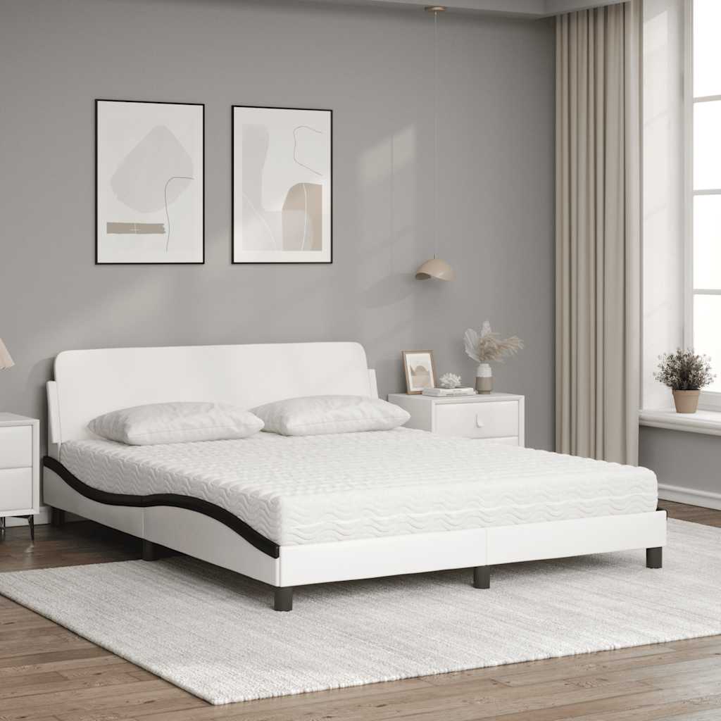 vidaXL Κρεβάτι με Στρώμα Dover Μαύρο/Λευκό 160x200 εκ. από Συνθετικό Δέρμα