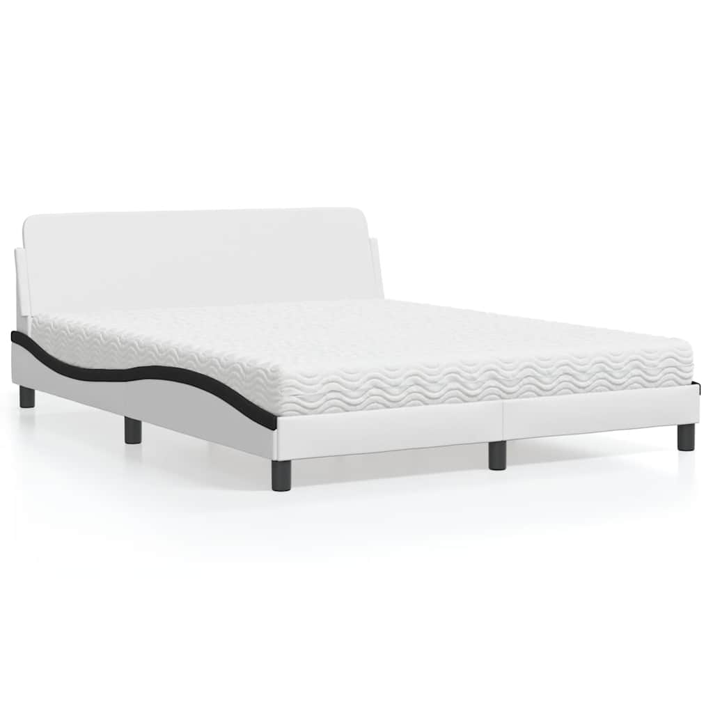 vidaXL Κρεβάτι με Στρώμα Dover Μαύρο/Λευκό 160x200 εκ. από Συνθετικό Δέρμα