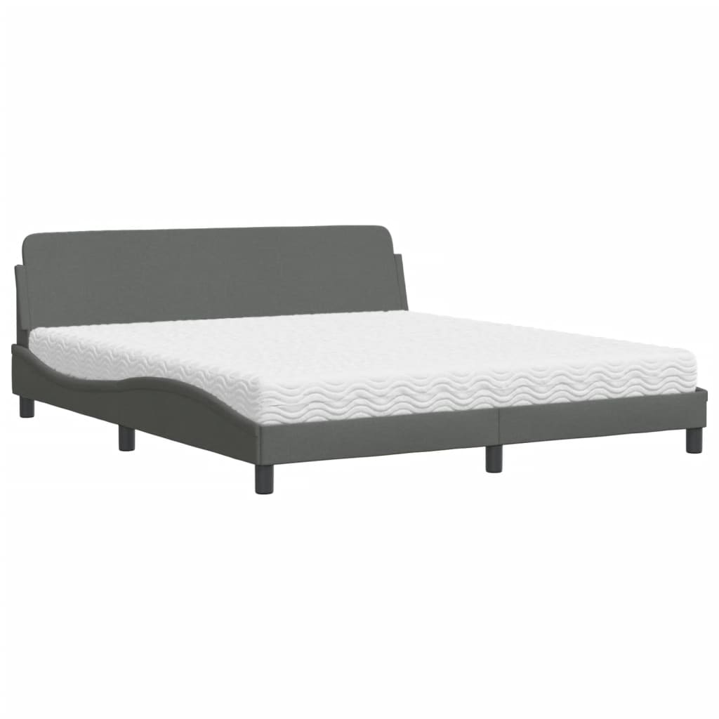 vidaXL Κρεβάτι με Στρώμα Dover Σκούρο Γκρι 180x200 εκ Υφασμάτιν