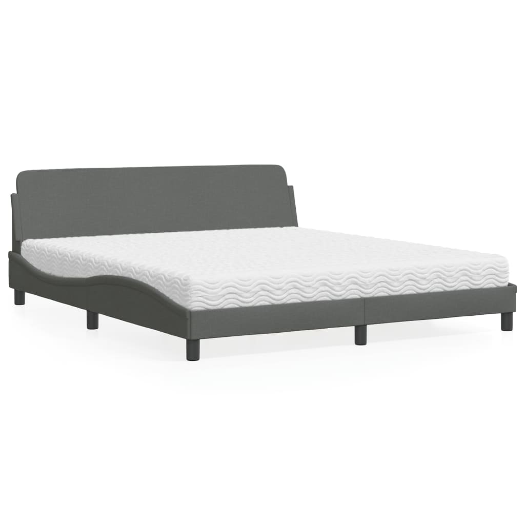 vidaXL Κρεβάτι με Στρώμα Dover Σκούρο Γκρι 180x200 εκ Υφασμάτιν