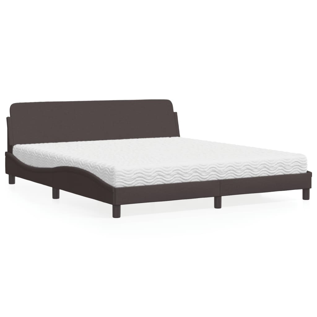 vidaXL Κρεβάτι με Στρώμα Dover Σκούρο Καφέ 180x200 εκ Υφασμάτινο