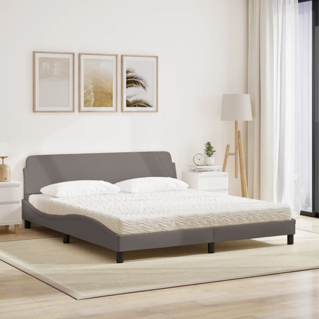 vidaXL Κρεβάτι με Στρώμα Dover Taupe 180x200 εκ. Υφασμάτινο