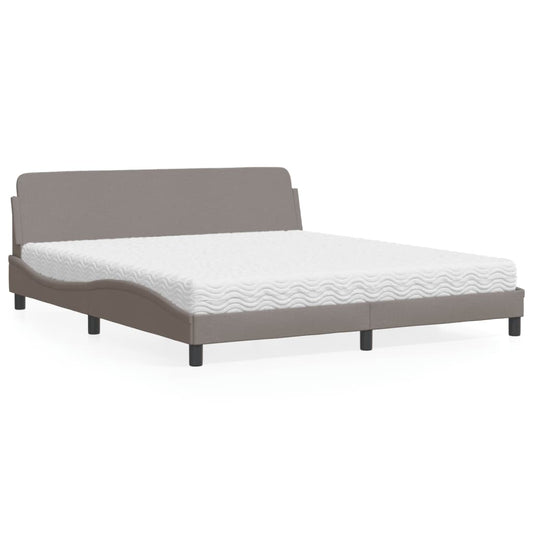 vidaXL Κρεβάτι με Στρώμα Dover Taupe 180x200 εκ. Υφασμάτινο