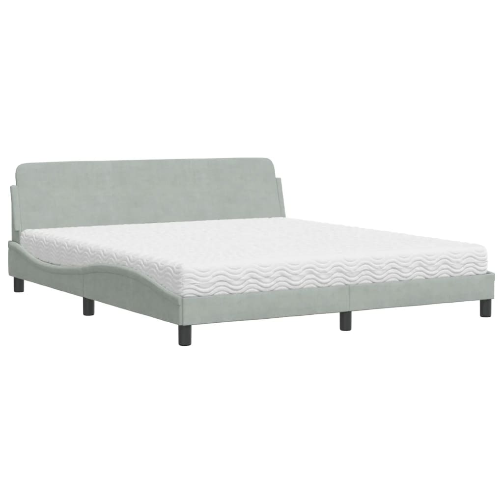 vidaXL Κρεβάτι με Στρώμα Dover Ανοιχτό Γκρι 180x200 εκ. Βελούδινο