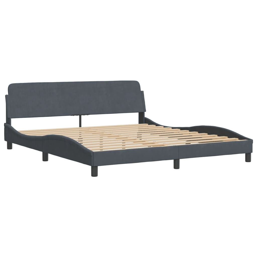 vidaXL Κρεβάτι με Στρώμα Dover Σκούρο Γκρι 180x200 εκ. Βελούδινο