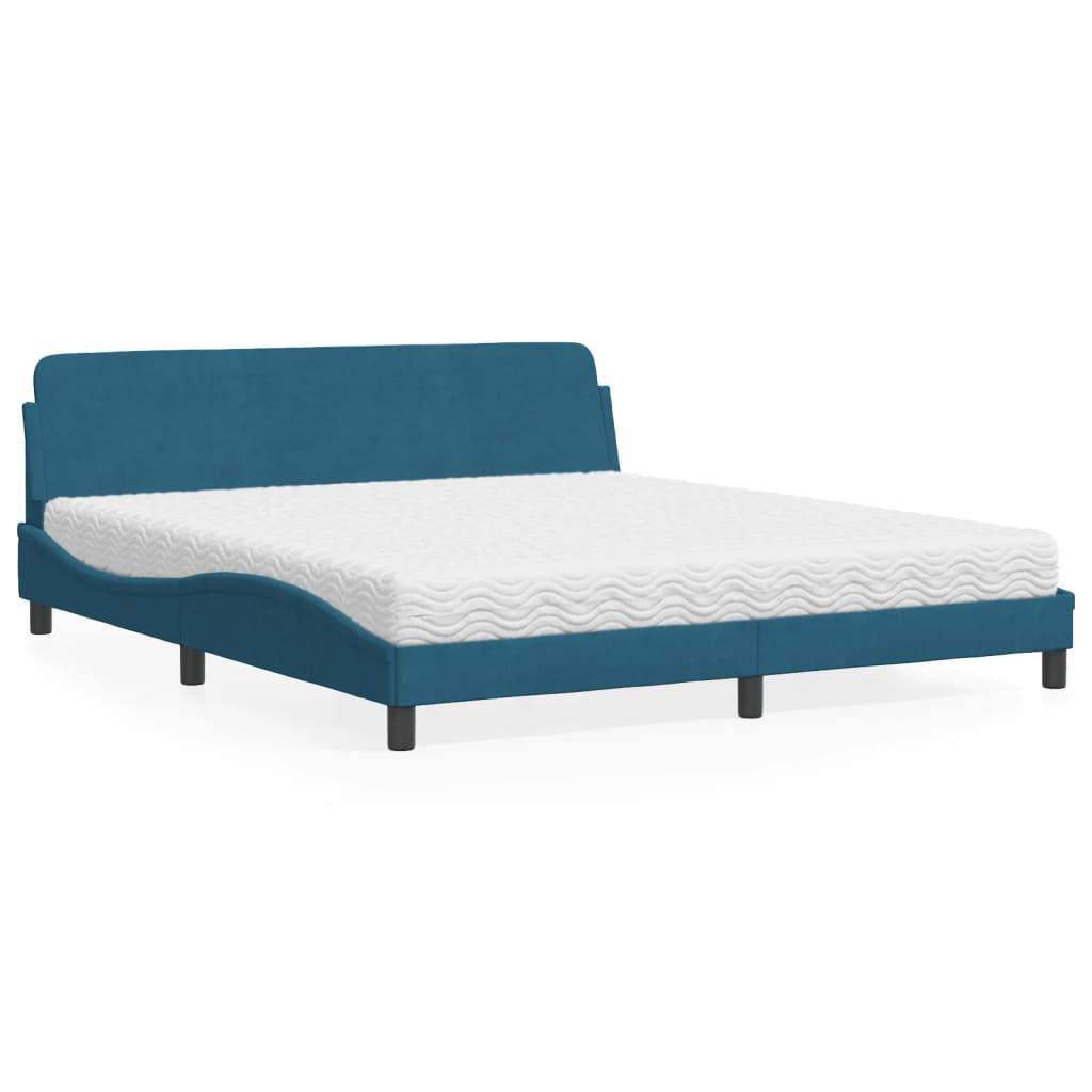 vidaXL Κρεβάτι με Στρώμα Dover Μπλε 180 x 200 εκ. Βελούδινος