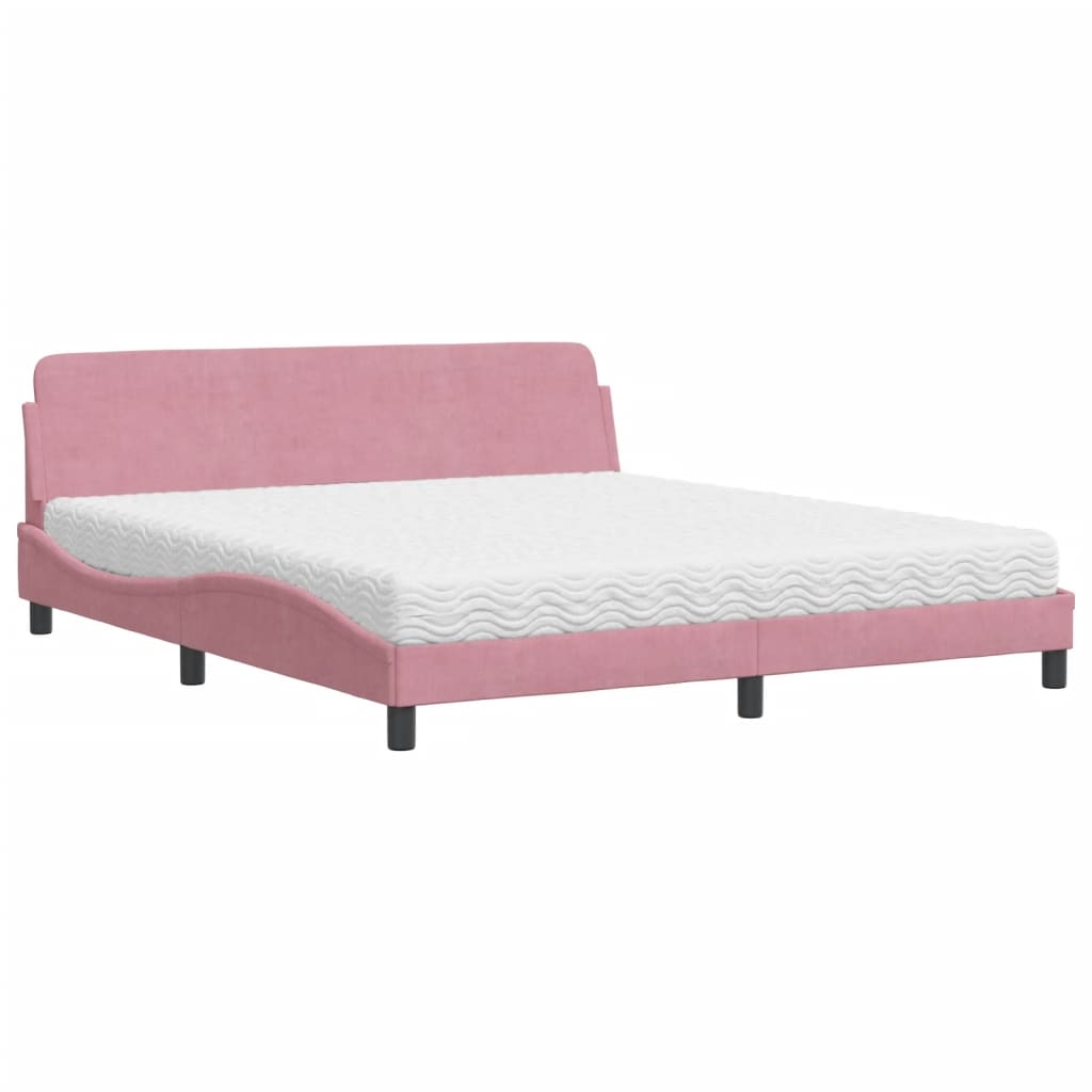 vidaXL Κρεβάτι με Στρώμα Dover Ροζ 180x200 εκ. Βελούδινο